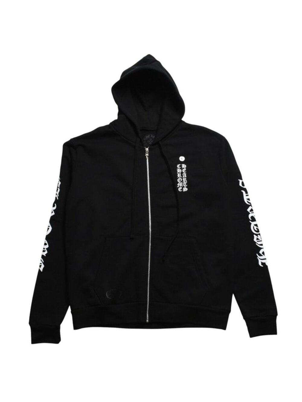 Chrome Hearts Logo Zip Up Hoodie Dagger Zip Cotton 925 Sterling Silver Black